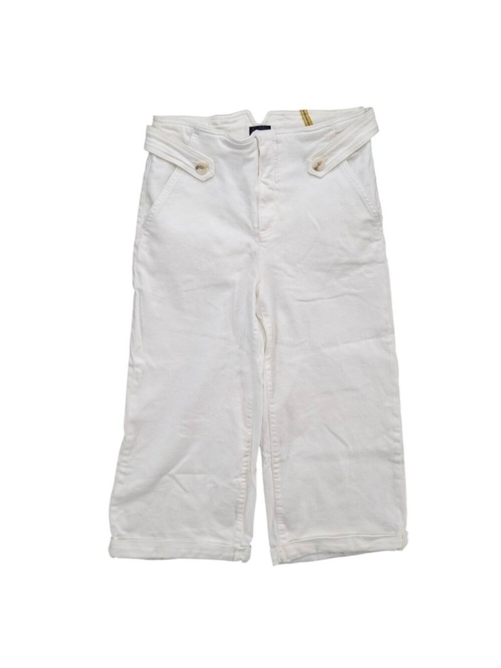 Maeve Cropped Ex High Rise Wide Leg Jeans Womens White Stretch Denim Size 29
